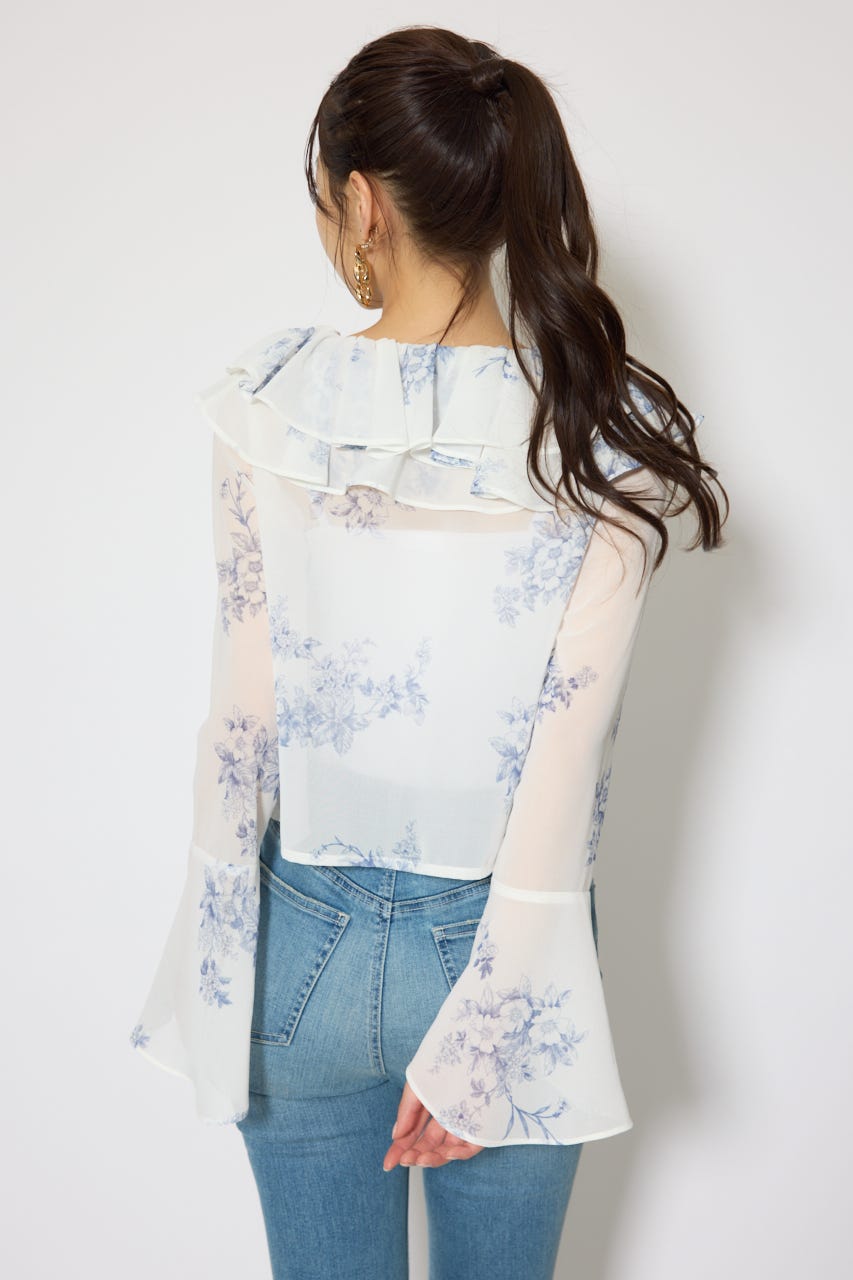 フリルカラートップス 柄WHT FREE