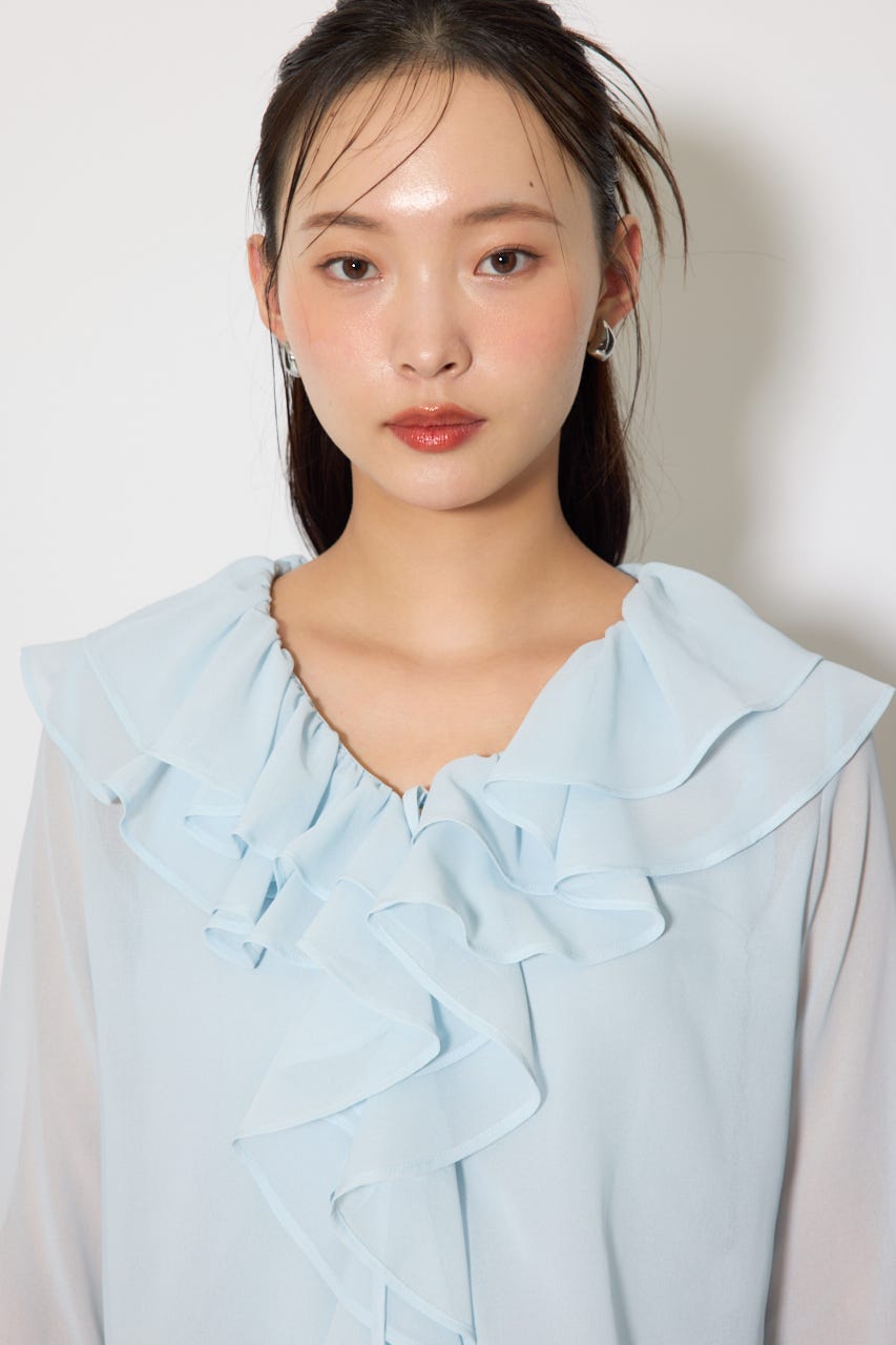 フリルカラートップス L/BLU FREE