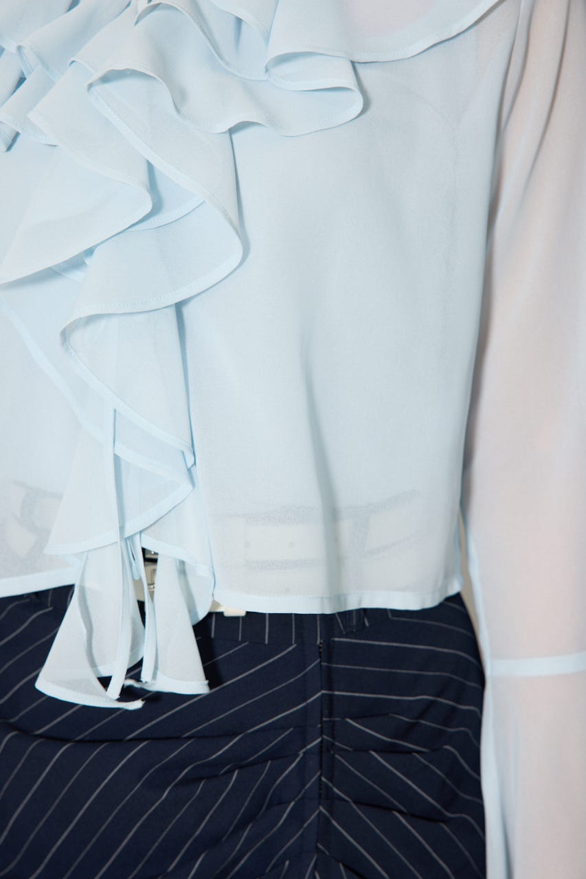 フリルカラートップス L/BLU FREE