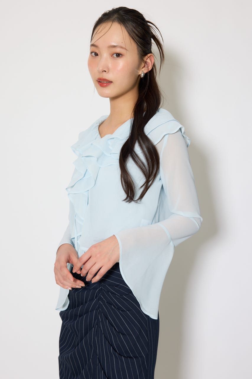 フリルカラートップス L/BLU FREE