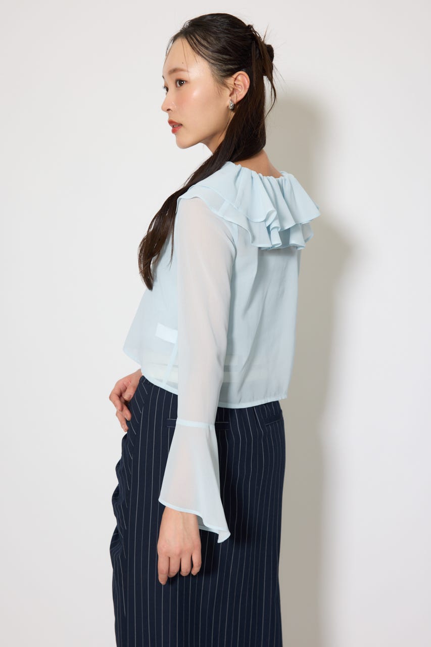 フリルカラートップス L/BLU FREE