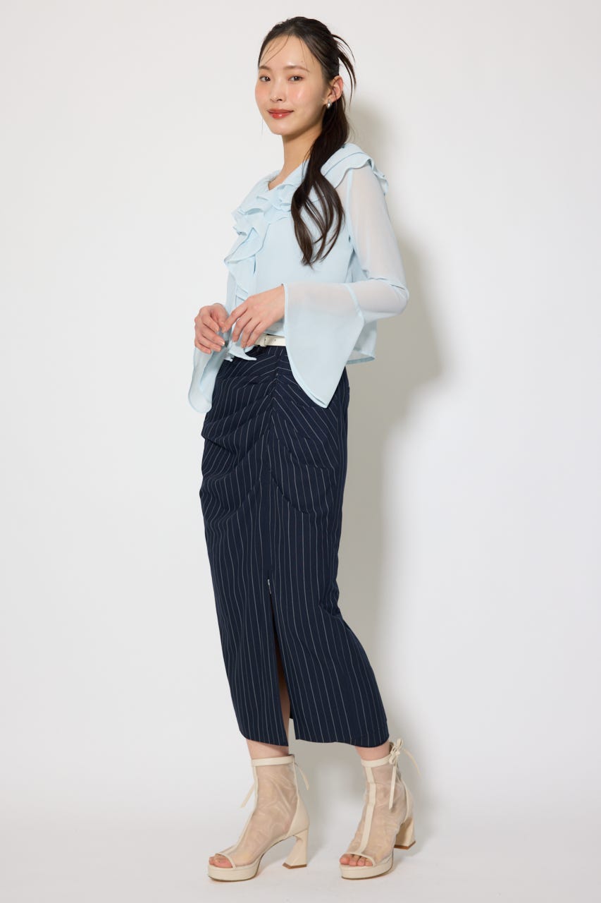 フリルカラートップス L/BLU FREE