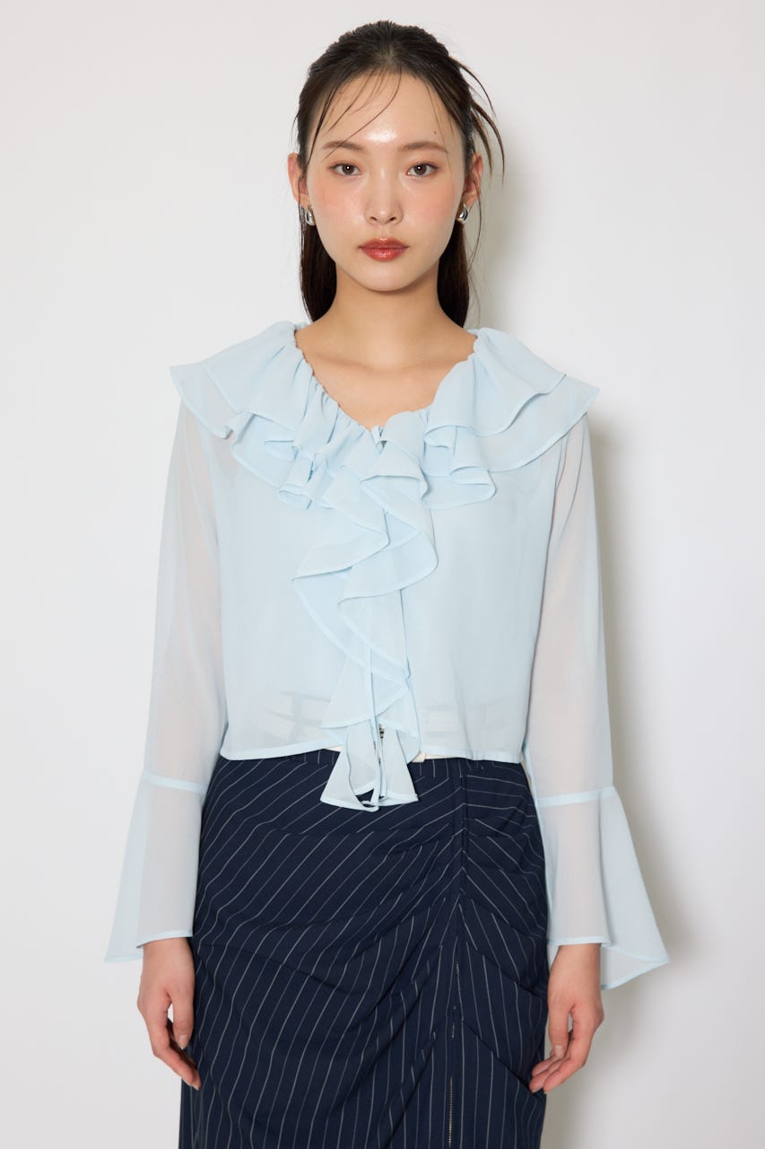 フリルカラートップス L/BLU FREE