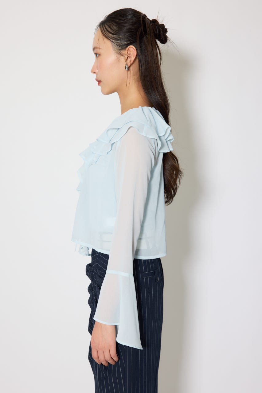 フリルカラートップス L/BLU FREE