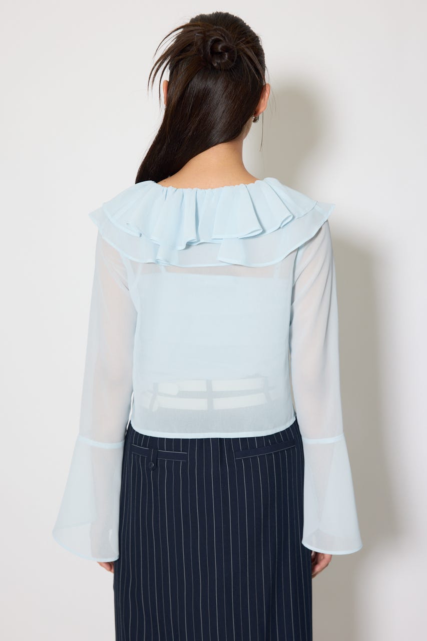 フリルカラートップス L/BLU FREE