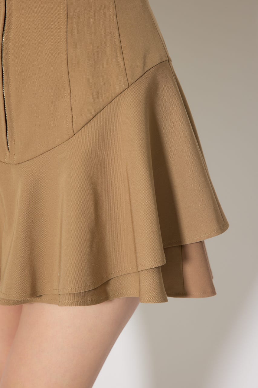 レイヤードヘムコルセットスコートショートパンツ BEG XS
