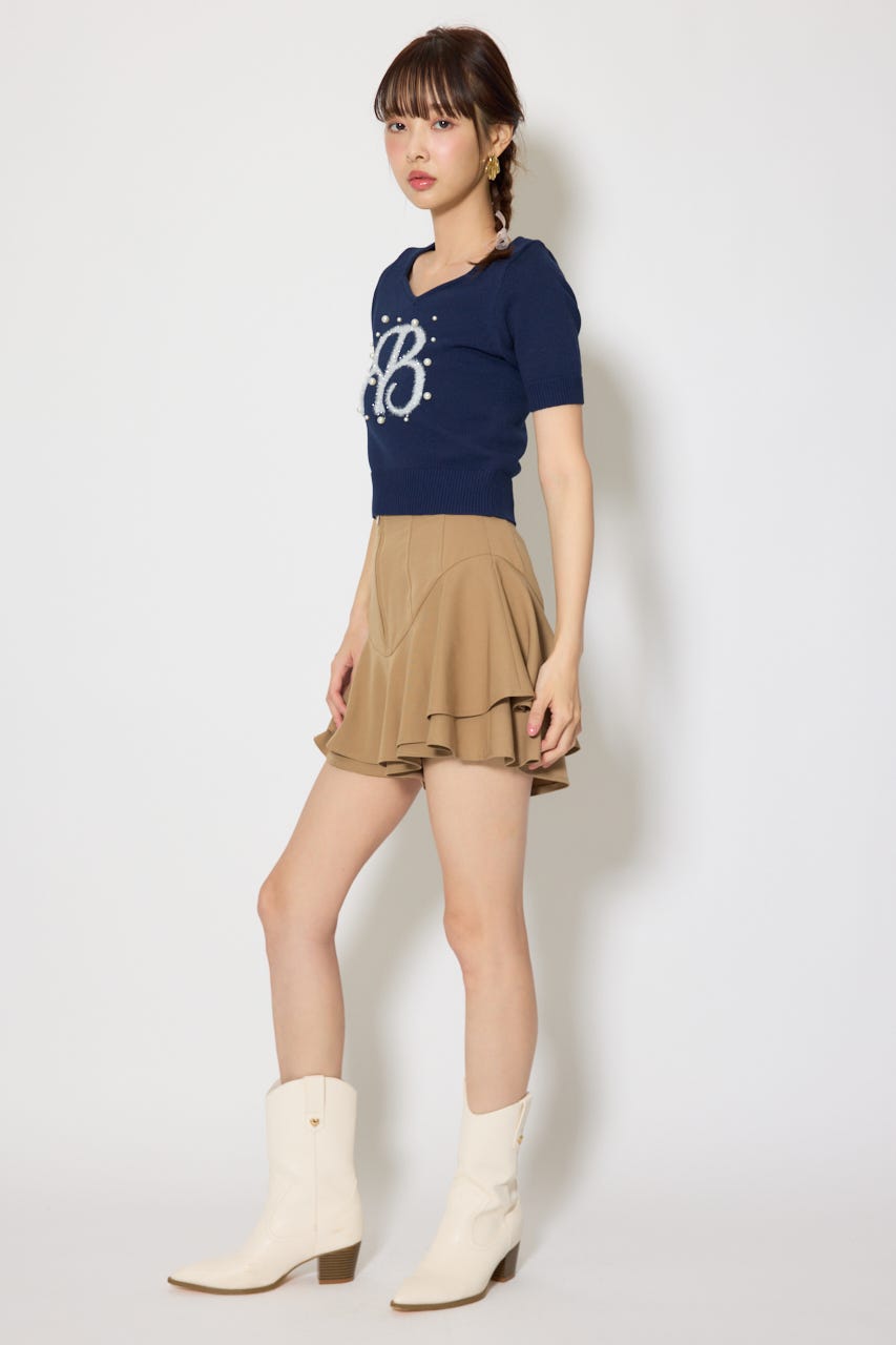 レイヤードヘムコルセットスコートショートパンツ BEG XS