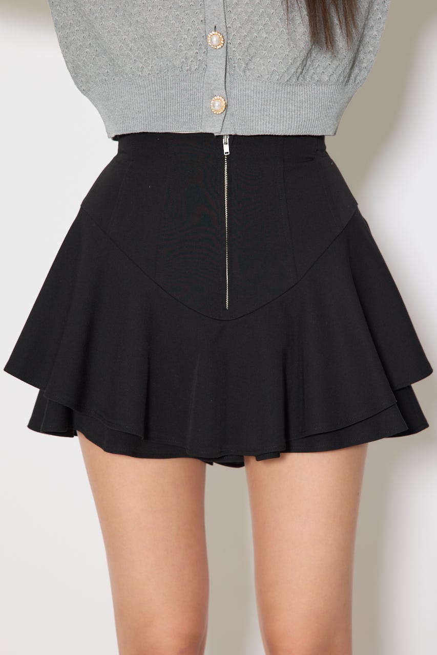 レイヤードヘムコルセットスコートショートパンツ BLK M