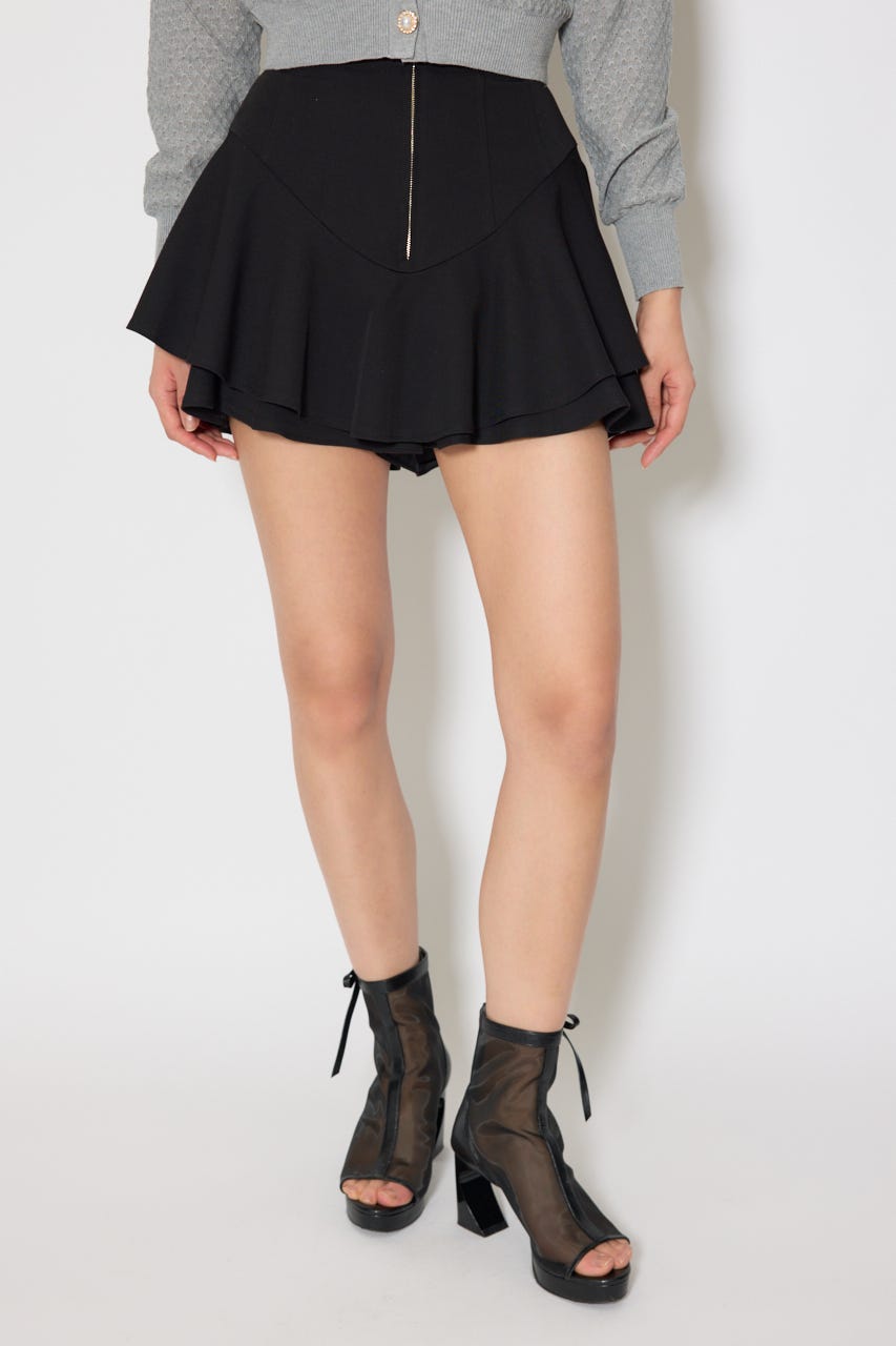 レイヤードヘムコルセットスコートショートパンツ BLK M