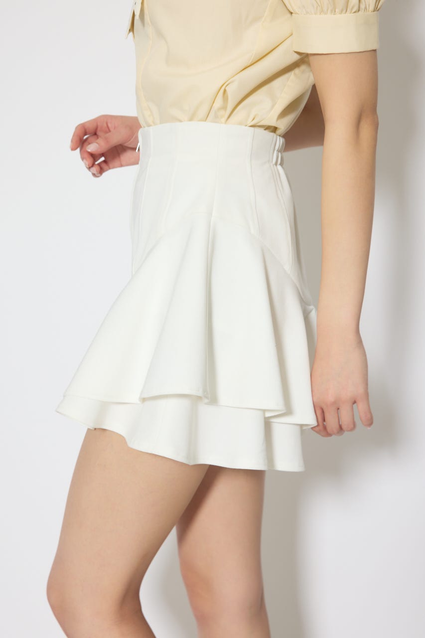 レイヤードヘムコルセットスコートショートパンツ WHT M