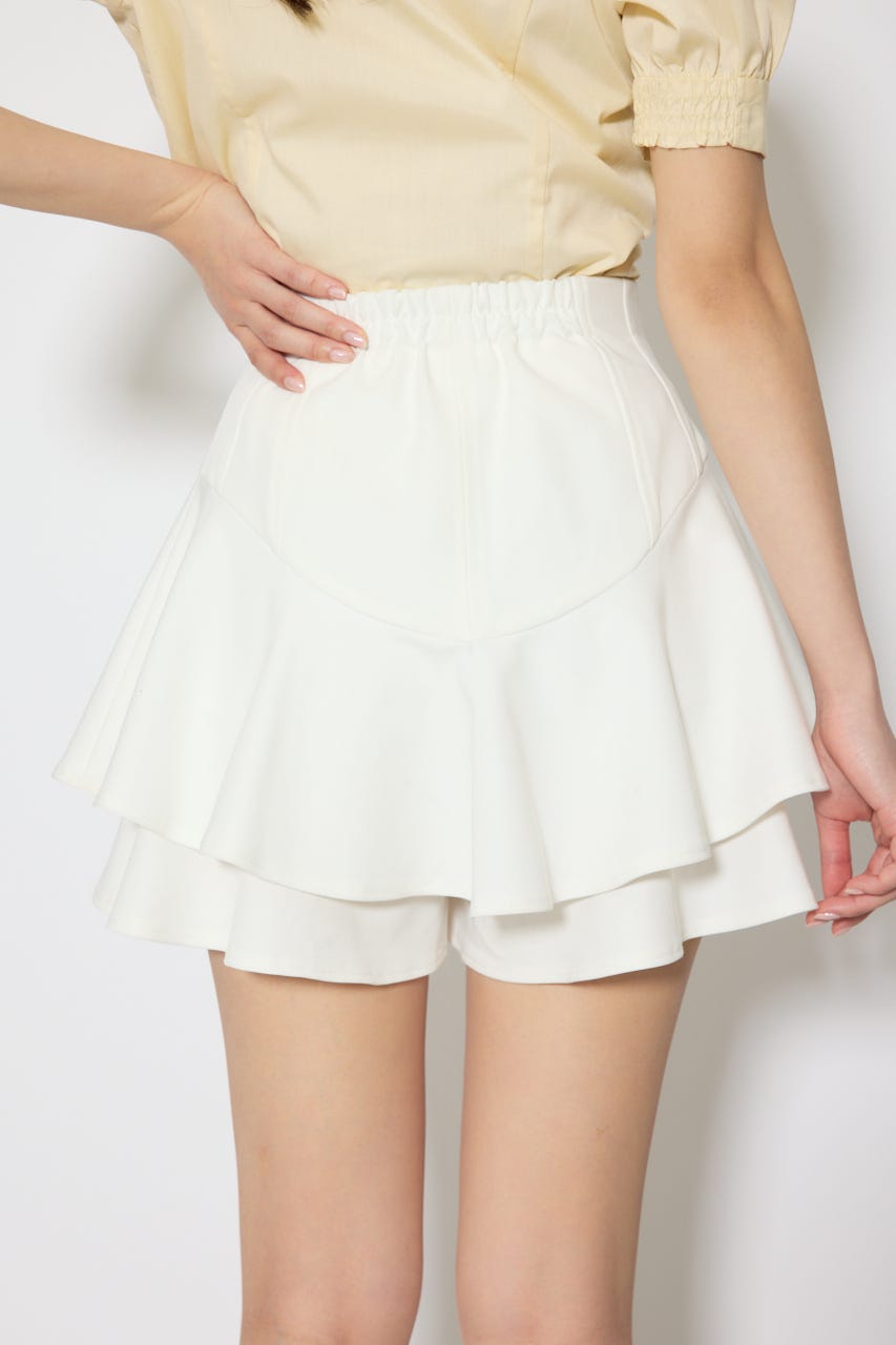 レイヤードヘムコルセットスコートショートパンツ WHT M