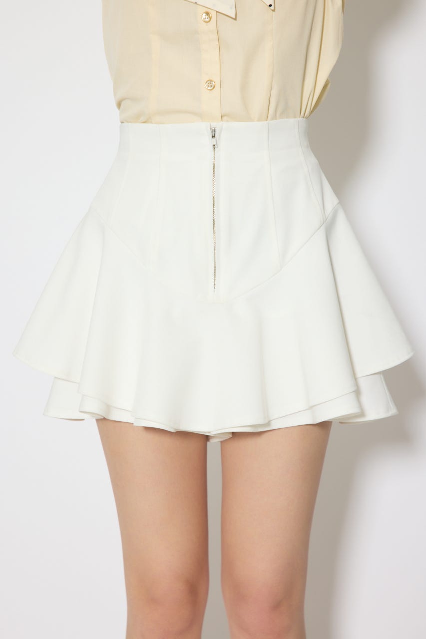 レイヤードヘムコルセットスコートショートパンツ WHT M