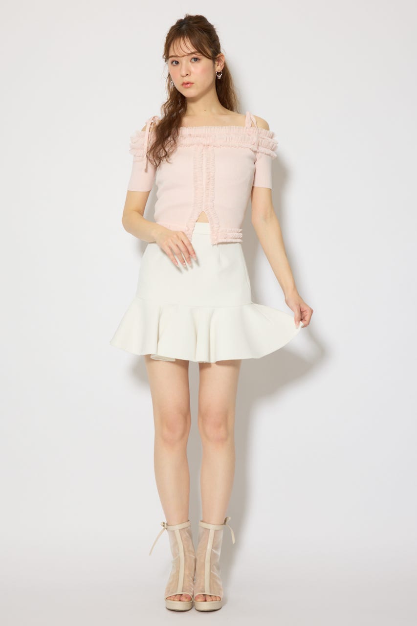 サーキュラーフレアジャストウエストスカート WHT S