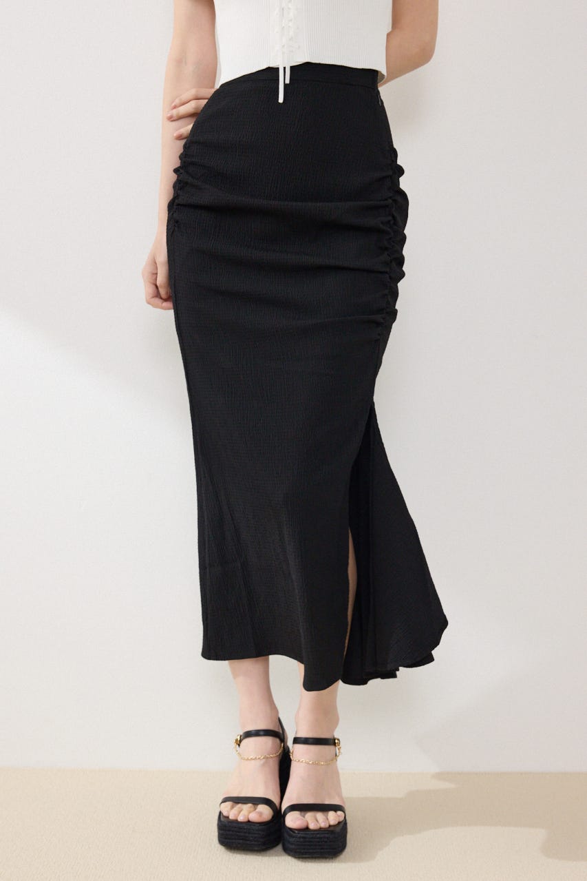 ギャザーマーメイドジャストウエストスカート BLK S
