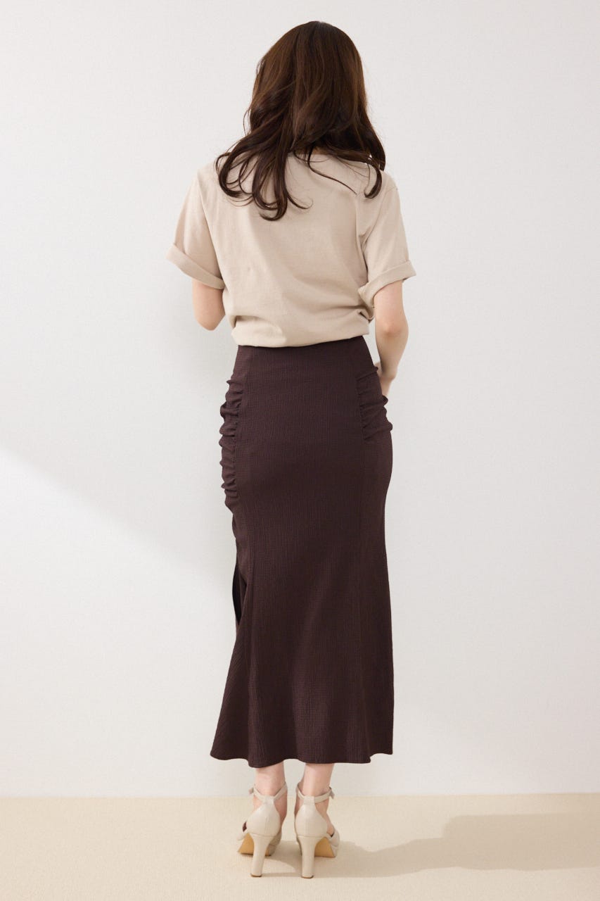 ギャザーマーメイドジャストウエストスカート BRN S