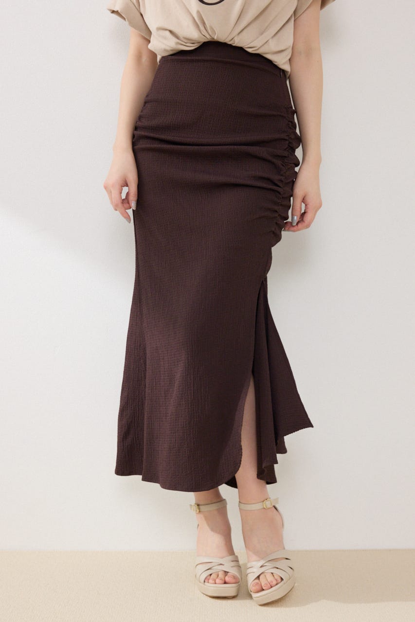 ギャザーマーメイドジャストウエストスカート BRN S