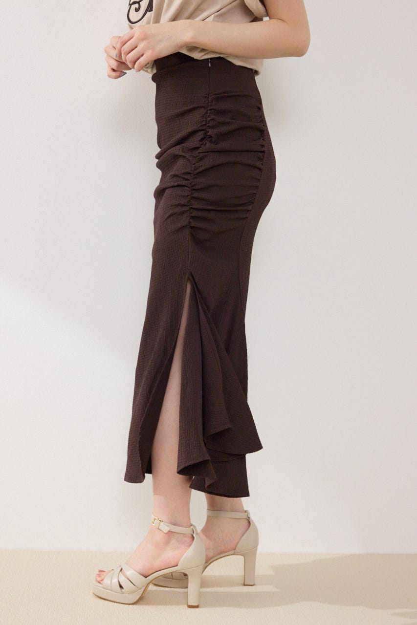 ギャザーマーメイドジャストウエストスカート BRN S