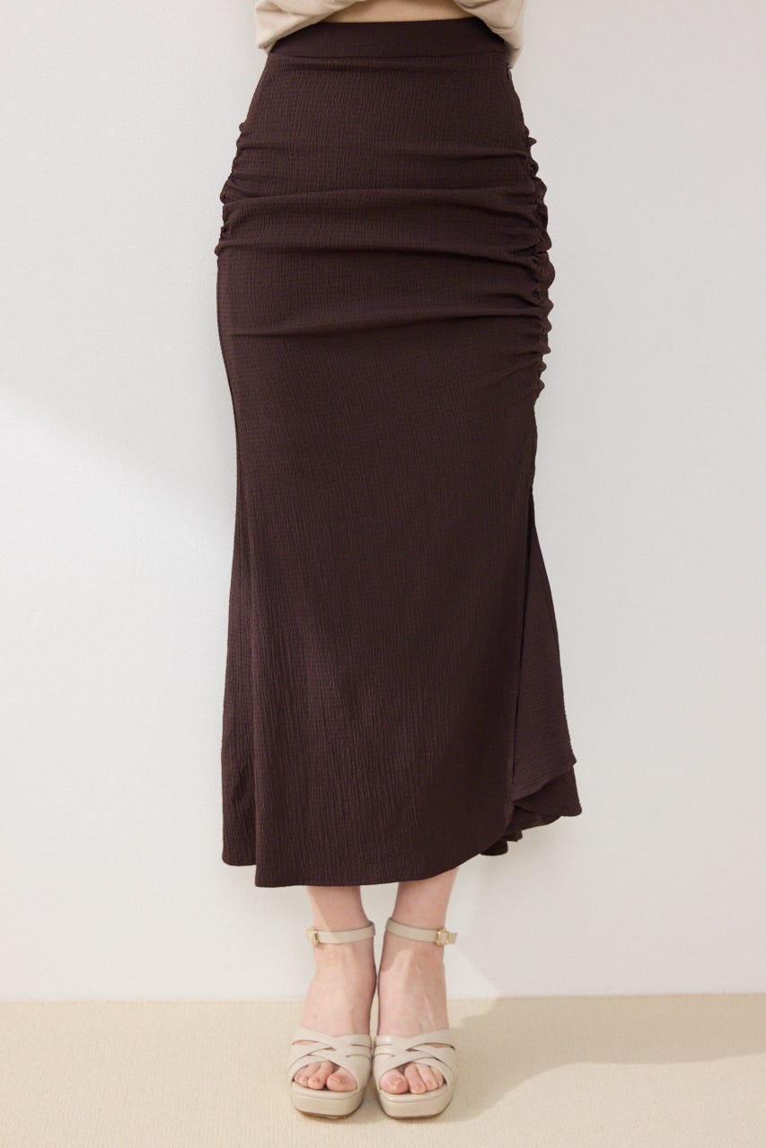 ギャザーマーメイドジャストウエストスカート BRN S