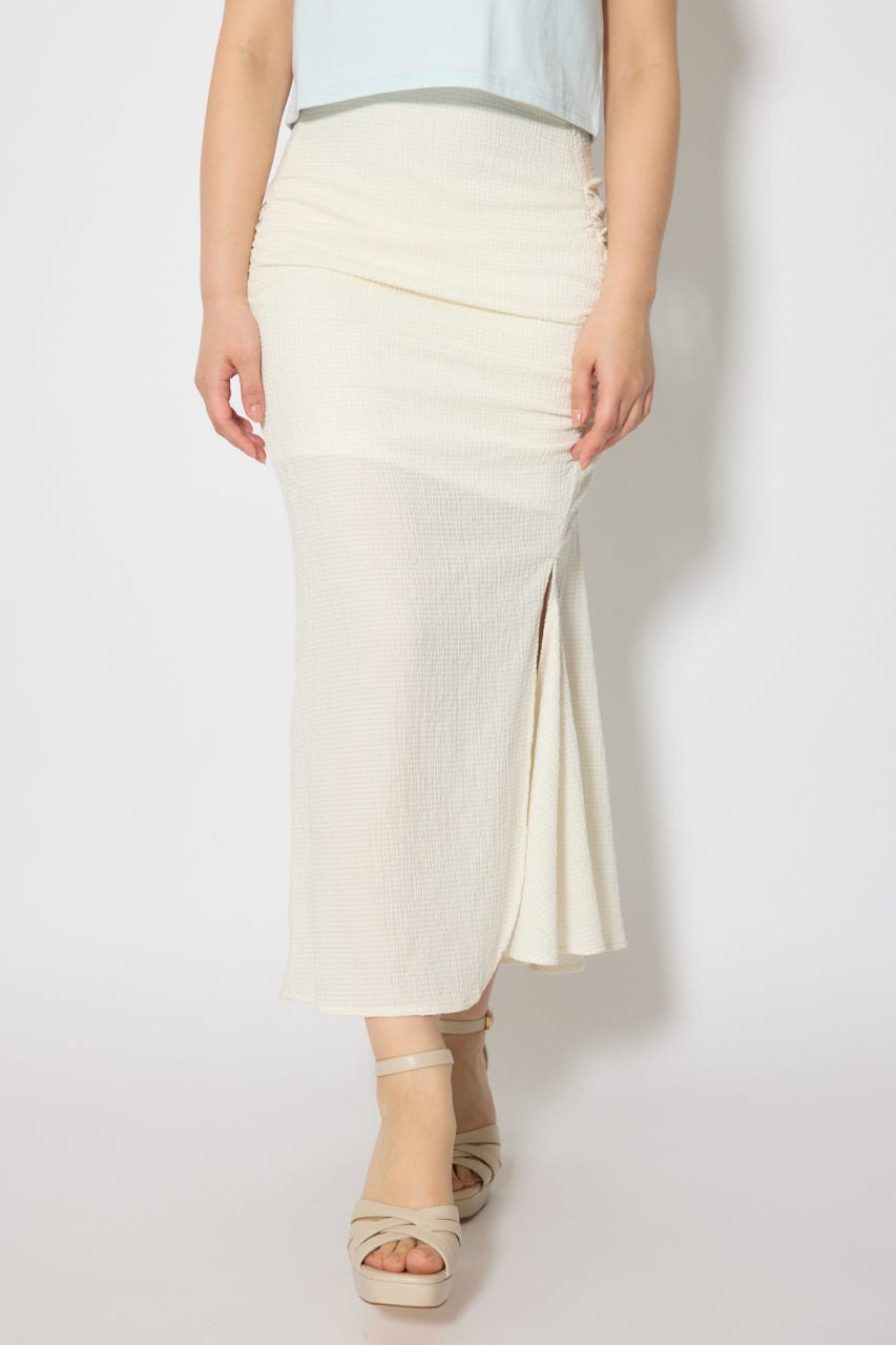 ギャザーマーメイドジャストウエストスカート WHT S