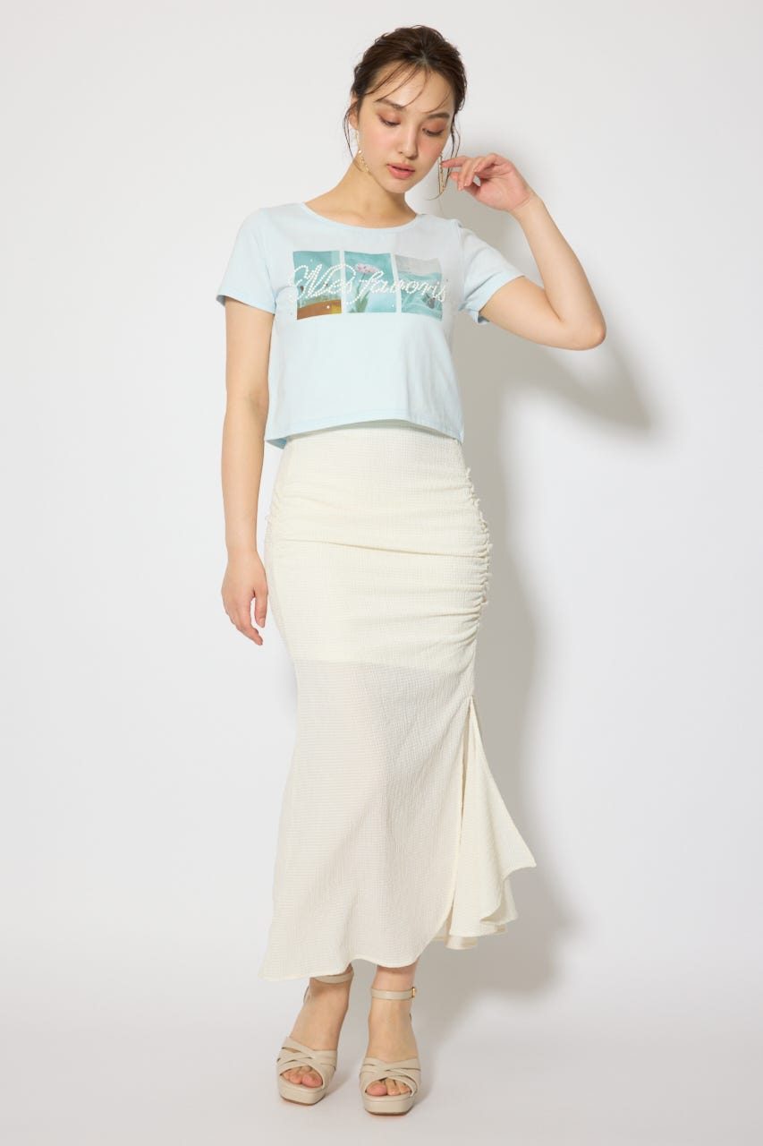 ギャザーマーメイドジャストウエストスカート WHT S