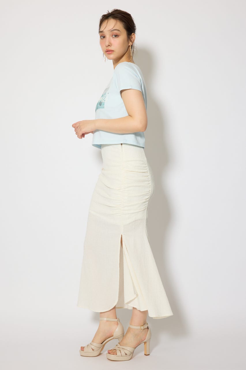 ギャザーマーメイドジャストウエストスカート WHT S