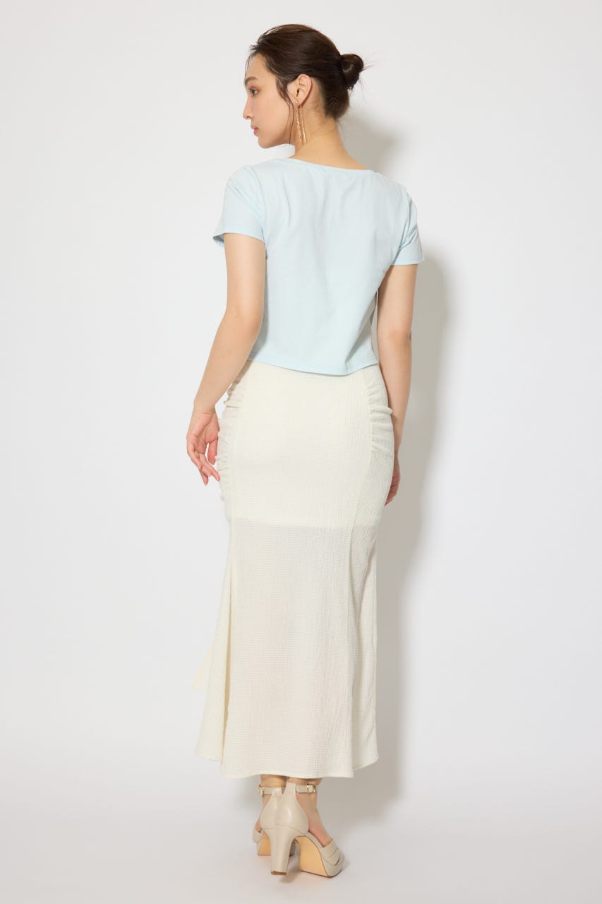 ギャザーマーメイドジャストウエストスカート WHT S