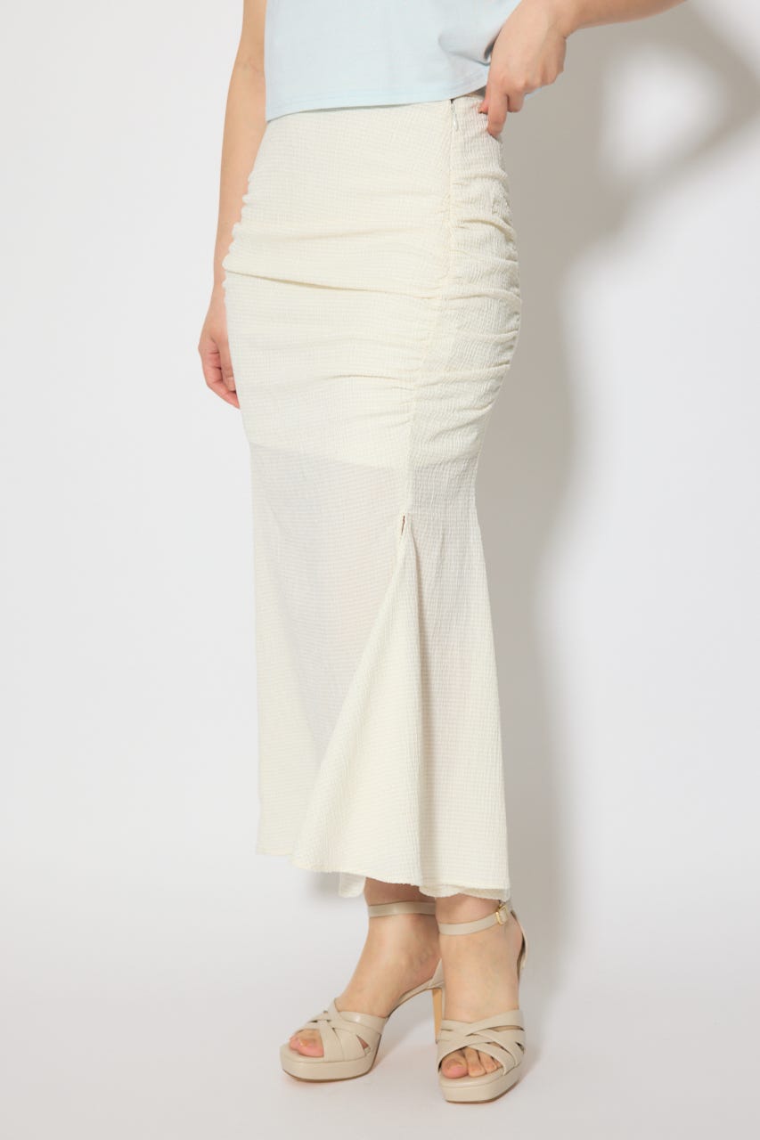 ギャザーマーメイドジャストウエストスカート WHT S