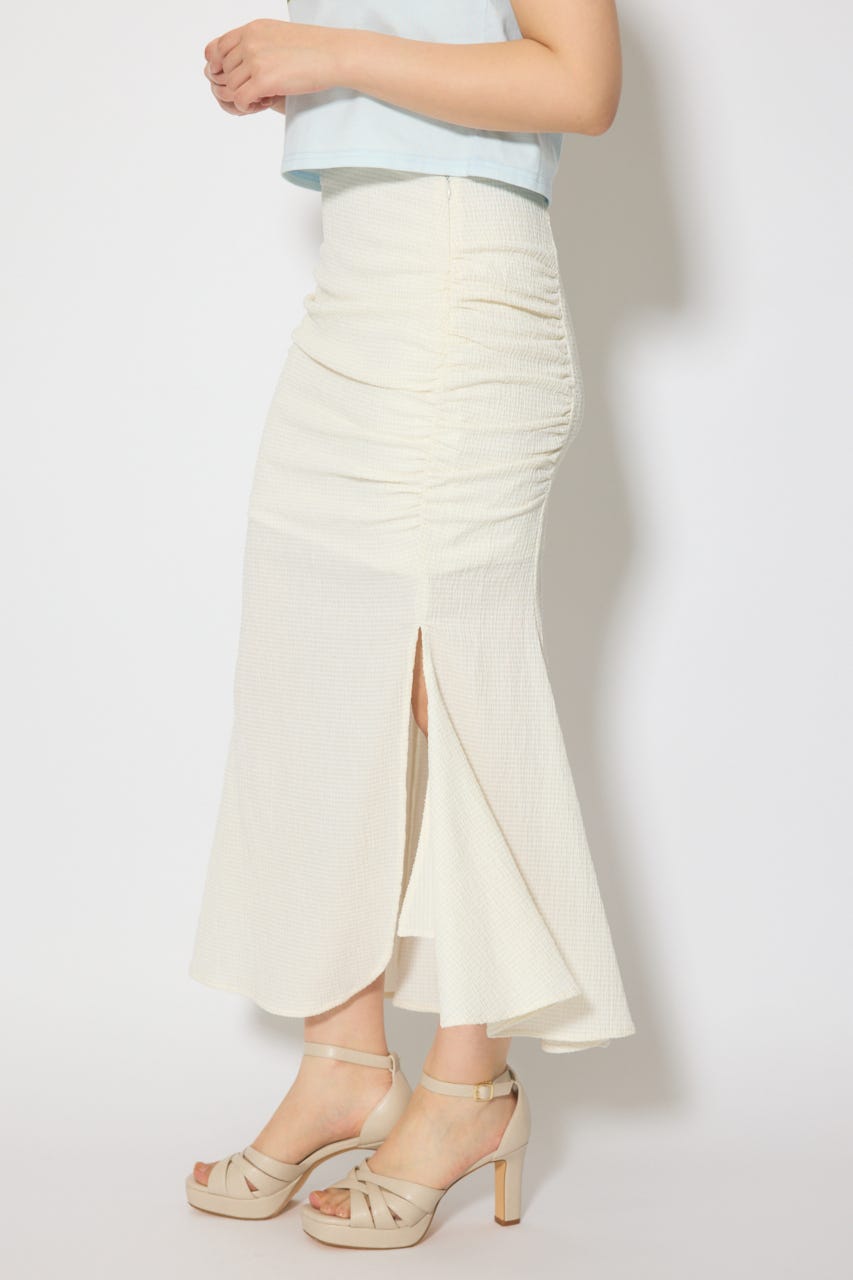 ギャザーマーメイドジャストウエストスカート WHT S