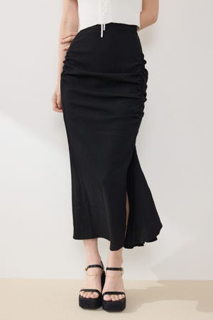 ギャザーマーメイドジャストウエストスカート