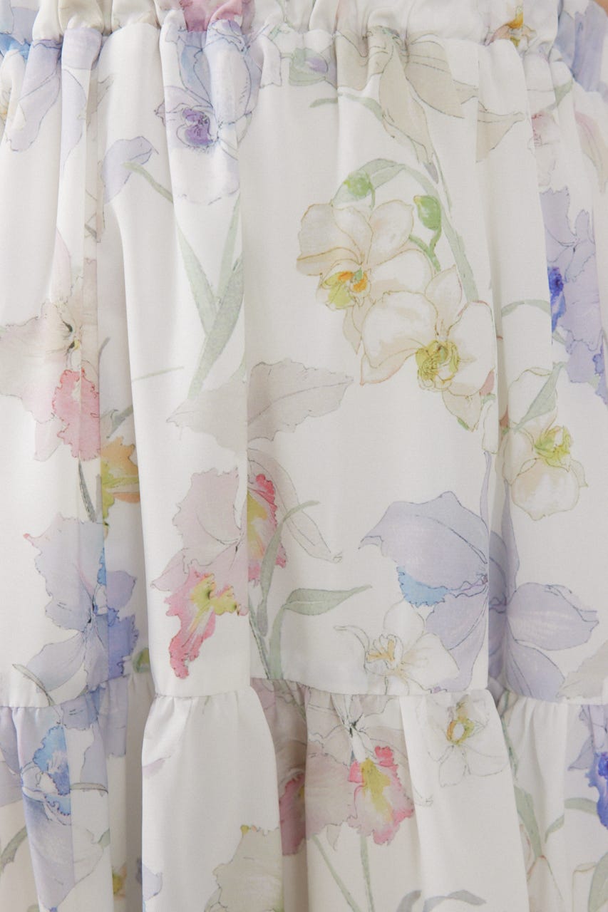 【女神ワンピース】ホルターネックギャザーミニフレアワンピース 柄WHT M