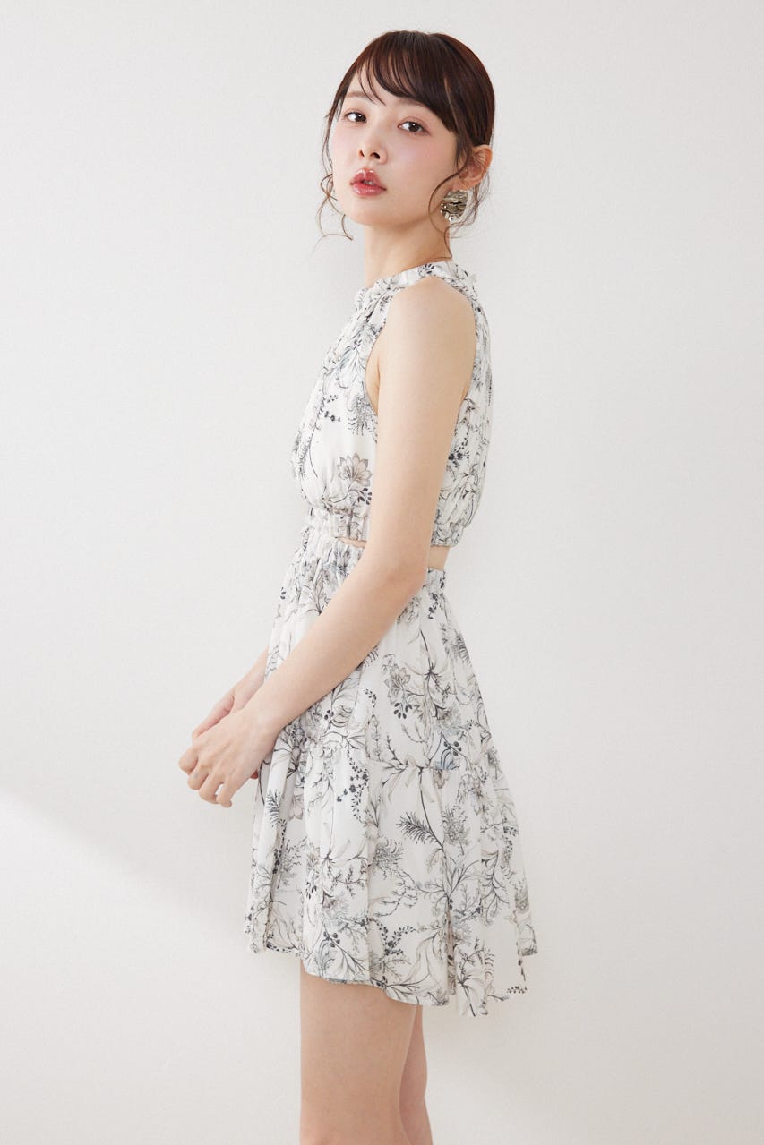 【女神ワンピース】ホルターネックギャザーミニフレアワンピース Multi_1 S