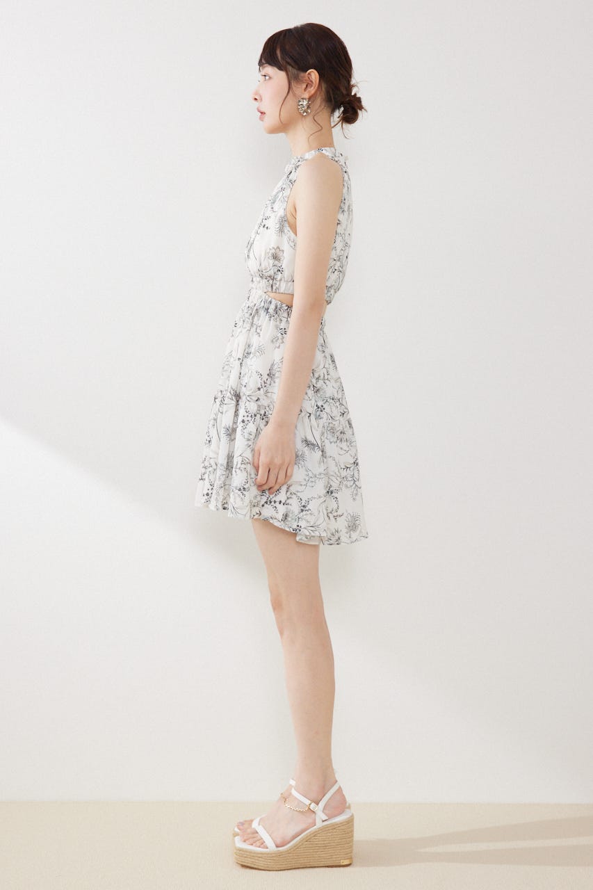 【女神ワンピース】ホルターネックギャザーミニフレアワンピース Multi_1 S