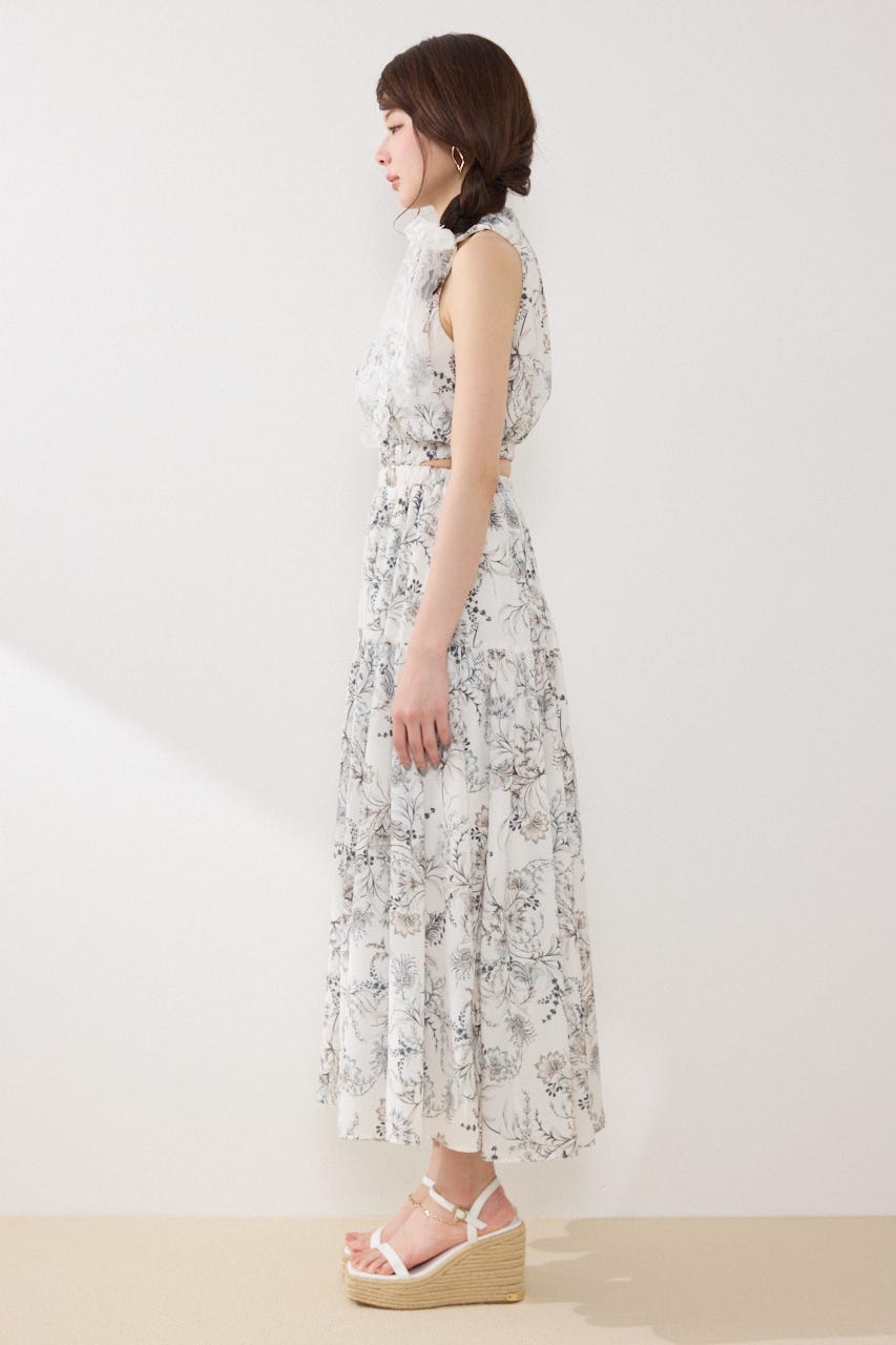 【女神ワンピース】ホルターネックギャザーフレアワンピース Multi_1 M