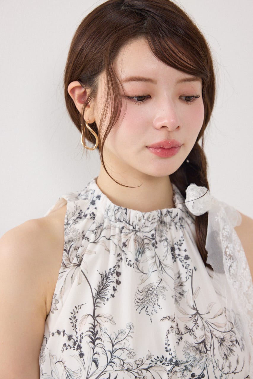 【女神ワンピース】ホルターネックギャザーフレアワンピース Multi_1 M