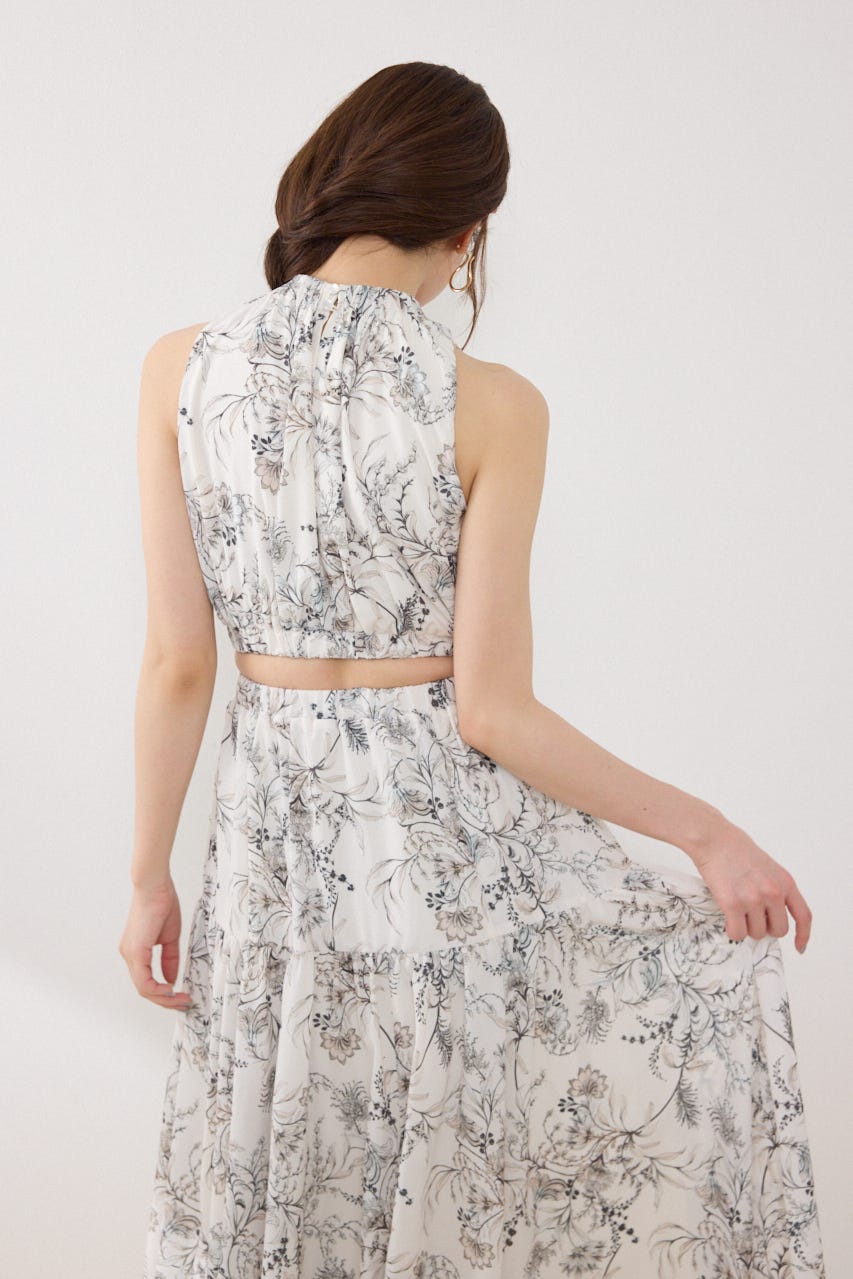 【女神ワンピース】ホルターネックギャザーフレアワンピース Multi_1 M