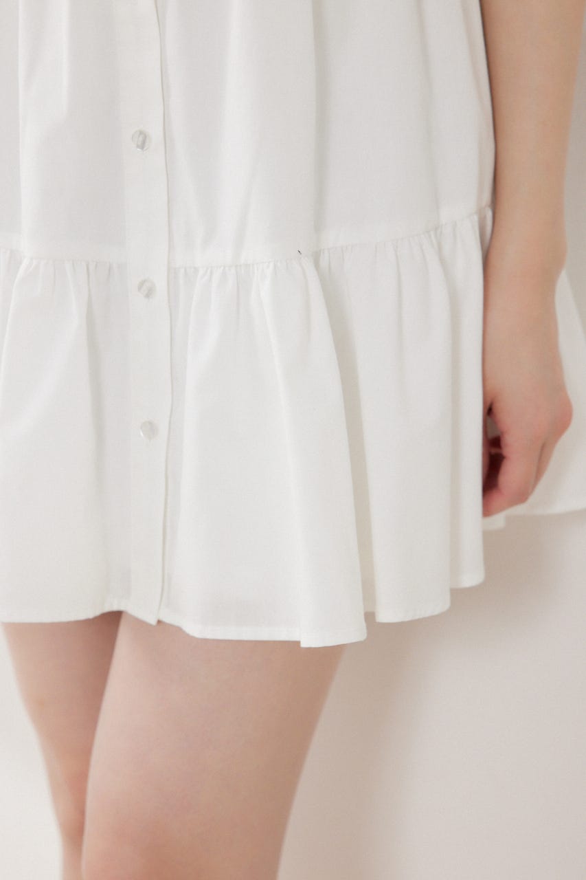 オフショルフリルティアードミニワンピース WHT S