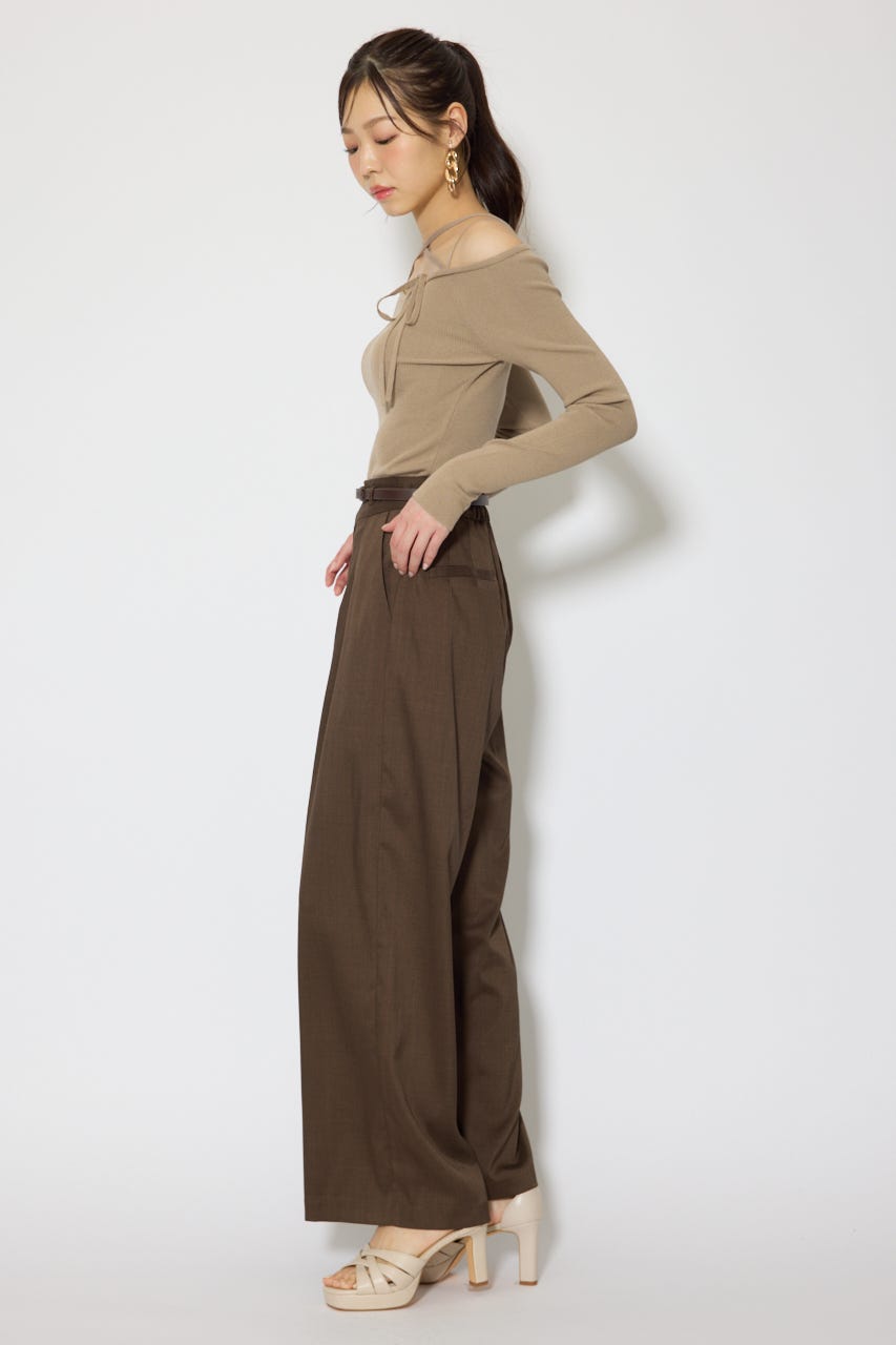 ストリングタイトニットトップス BEG FREE