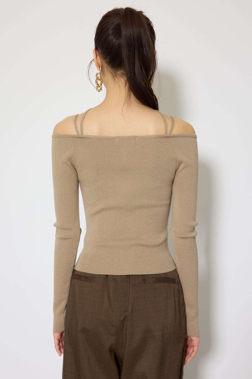 ストリングタイトニットトップス BEG FREE