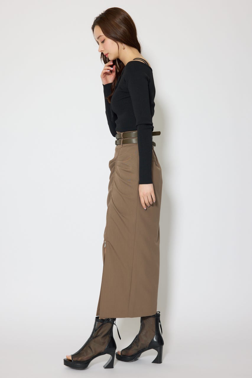 ストリングタイトニットトップス BLK FREE