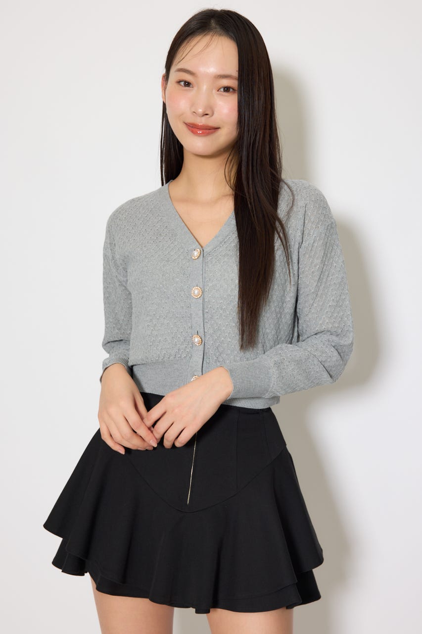 柄編みシアーカーディガン GRY FREE