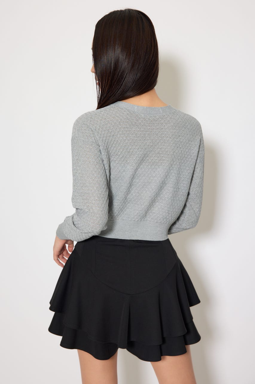 柄編みシアーカーディガン GRY FREE