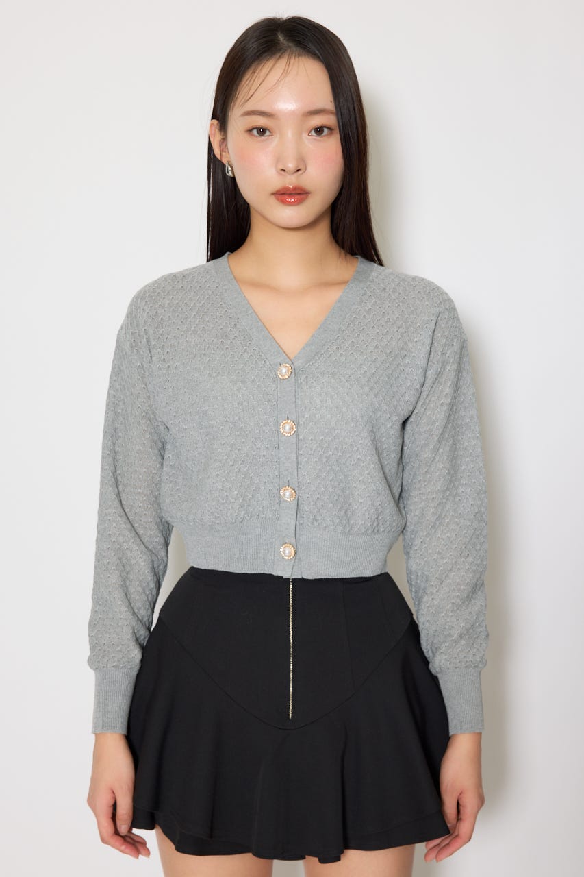 柄編みシアーカーディガン GRY FREE