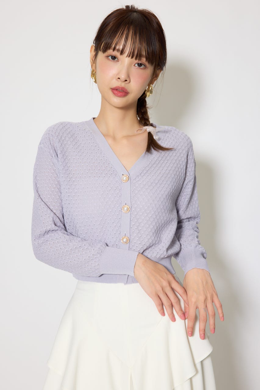 柄編みシアーカーディガン PUR FREE