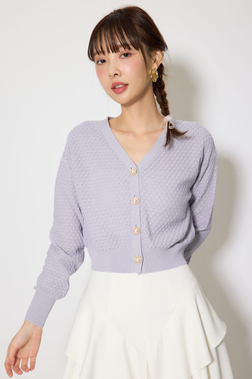 柄編みシアーカーディガン PUR FREE
