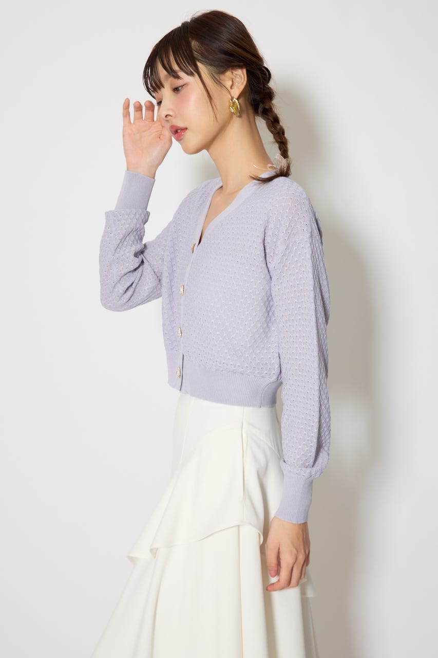 柄編みシアーカーディガン PUR FREE