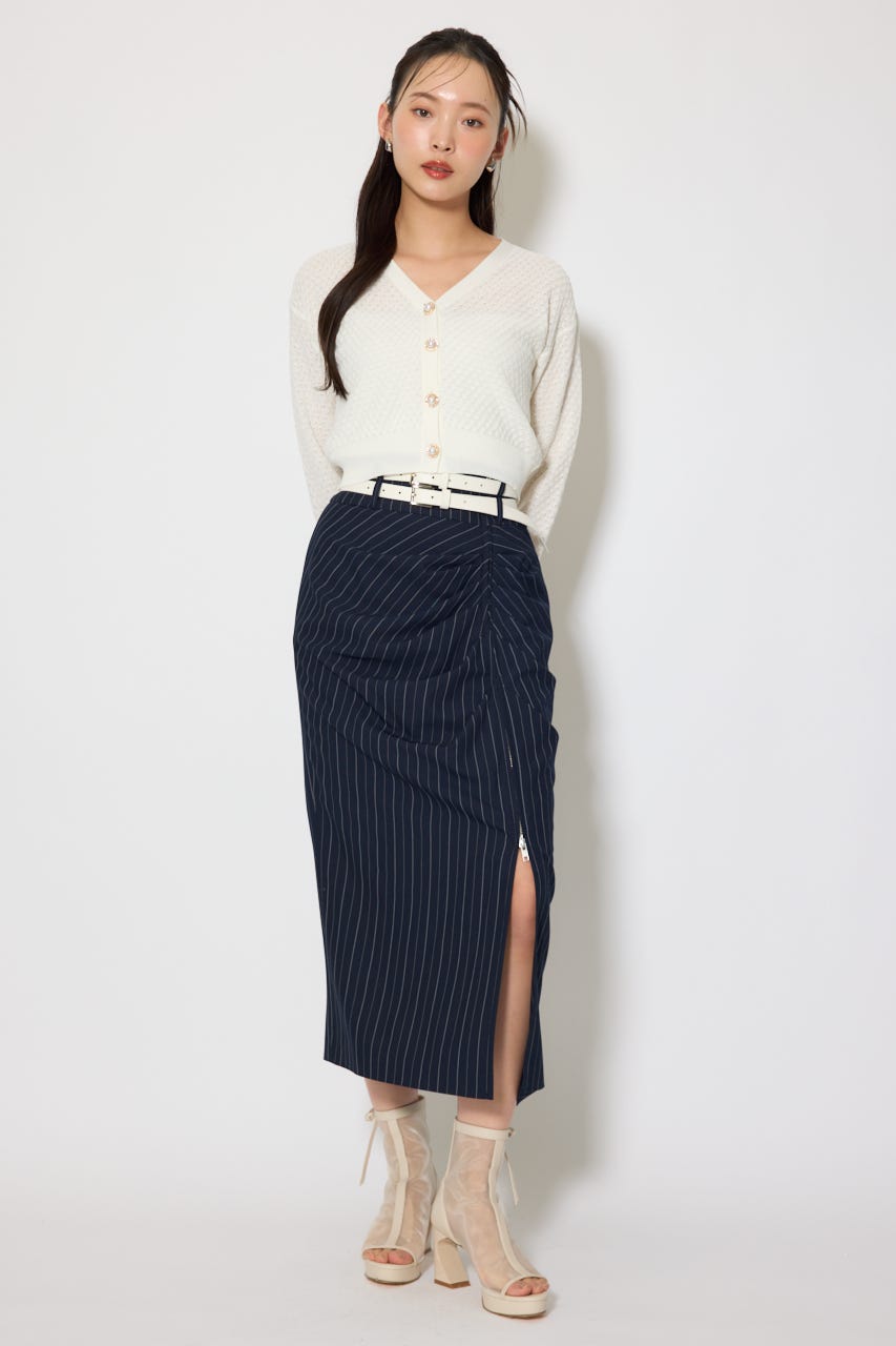 柄編みシアーカーディガン WHT FREE