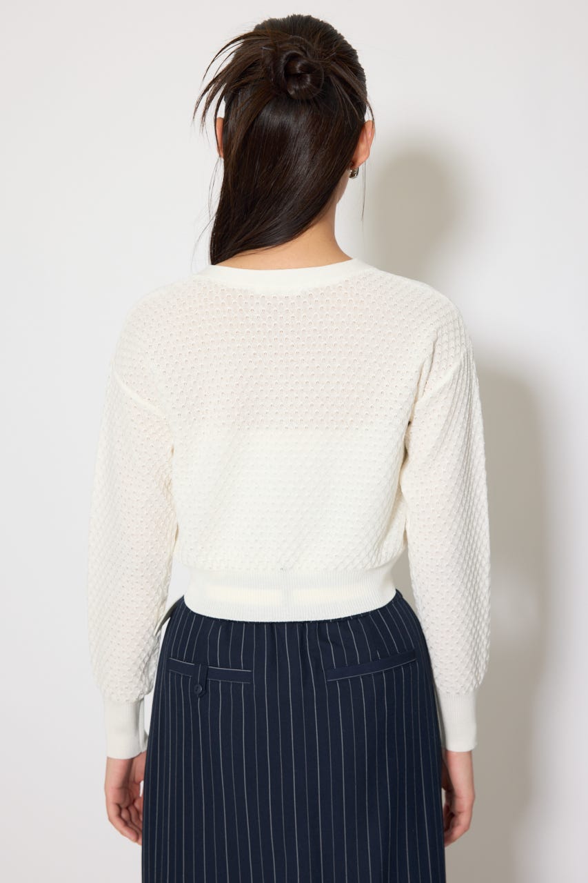 柄編みシアーカーディガン WHT FREE