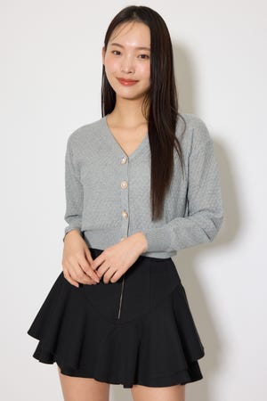 柄編みシアーカーディガン