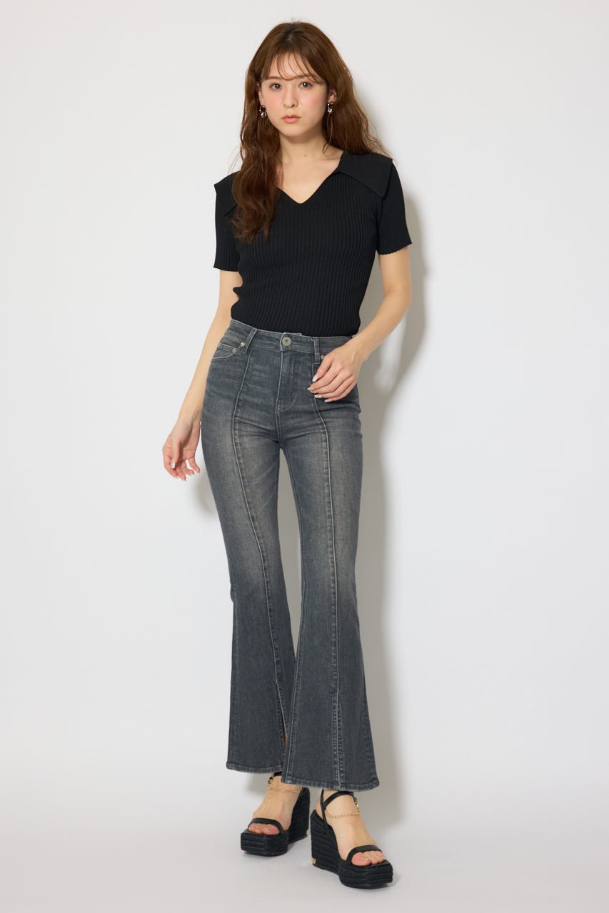 BIGカラーニットトップス BLK FREE