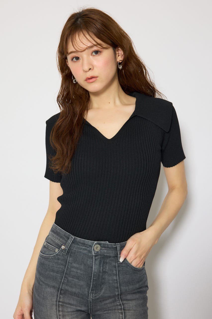 BIGカラーニットトップス BLK FREE